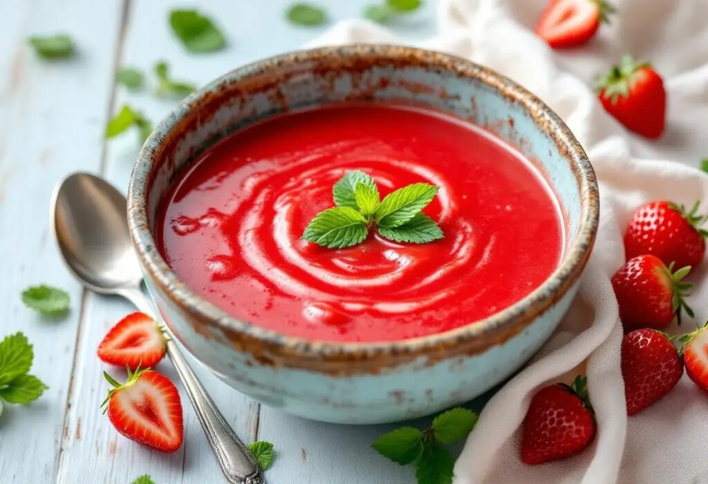 Recette de soupe de fraises sans cuisson facile et rapide